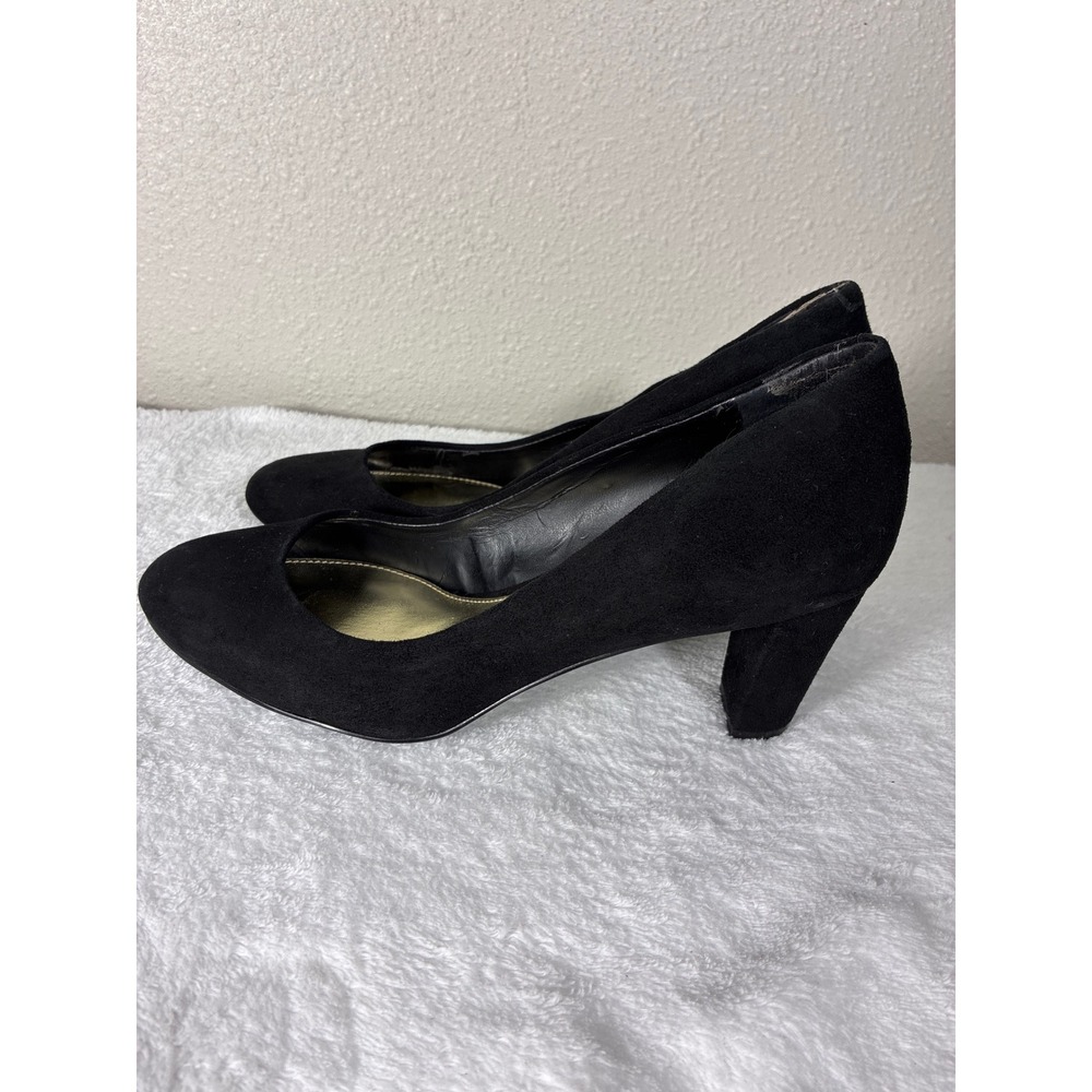 Lauren Ralph Lauren Hala Black Suede Round Toe Block Heel Pumps Womens 7.5B - Picture 4 of 5